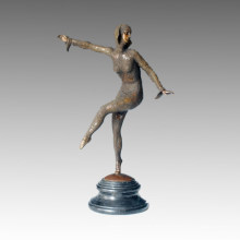 Танцовщица Бронзовая скульптура из садовой скульптуры Les Girl Carving Brass Statue TPE-164